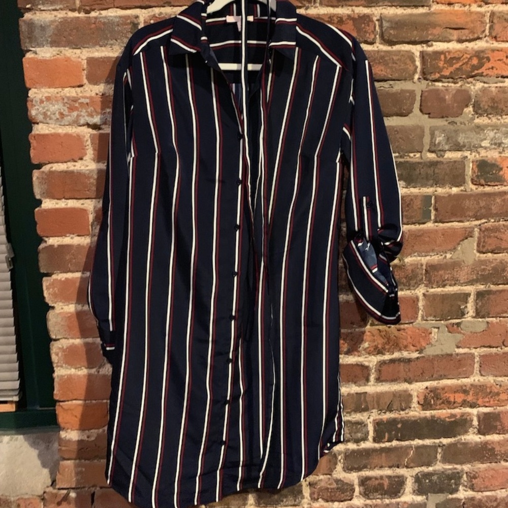 Navy, Red, White Tshirt dress with belt